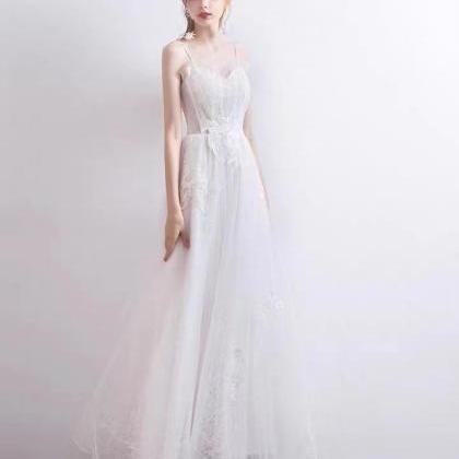 White Dress, Bridal Light Dress,spaghetti Strap..