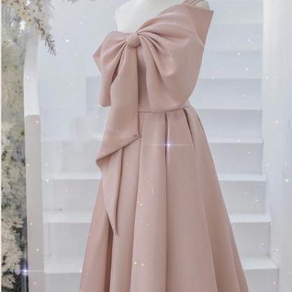 One Shoulder Party Dress, Bowknot Evening..