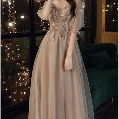 Short Sleeve Evening Dress, Fairy Bridesmaid..