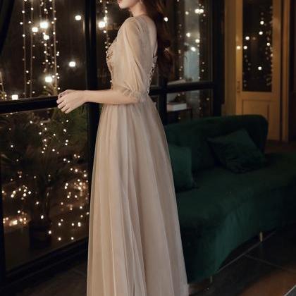 Short Sleeve Evening Dress, Fairy Bridesmaid..
