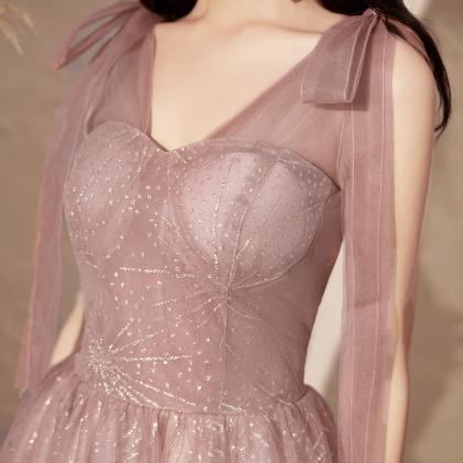 Pink Homecoming Dress, V-neck Birthday Dress,..