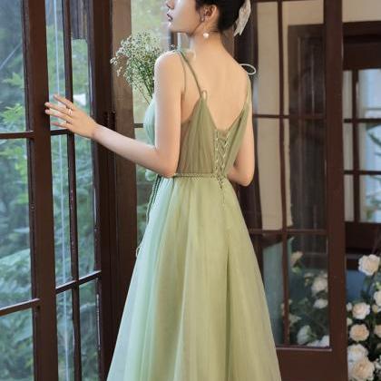 Spaghetti Strap Prom Dress,green Birthday Dress,..