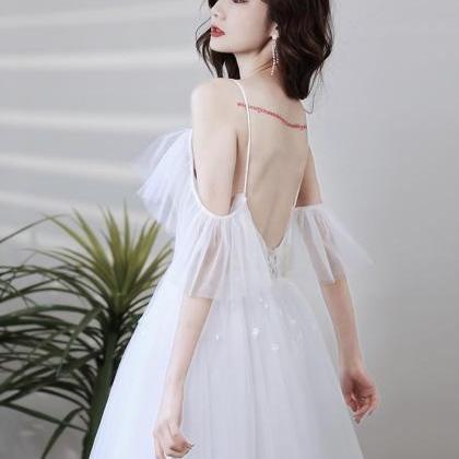 White Midi Dress,spaghetti Strap Prom Dress, Fairy..