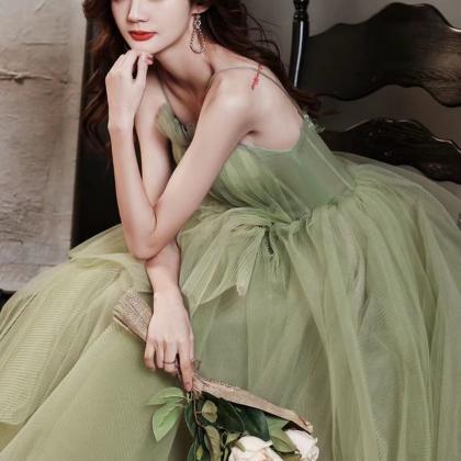 Green Evening Dress, Temperament Light Luxury..