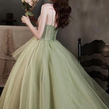 Green Evening Dress, Temperament Light Luxury..