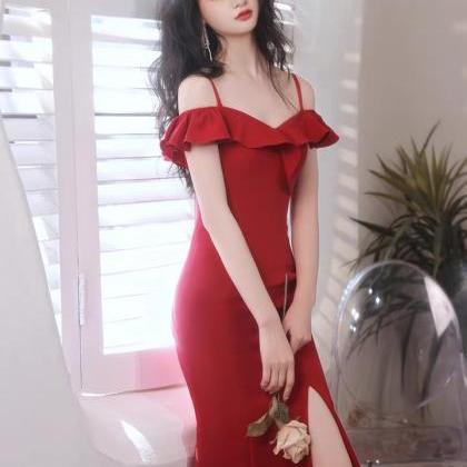 Off Shoulder Prom Dress, Sexy Red Party Dress,..
