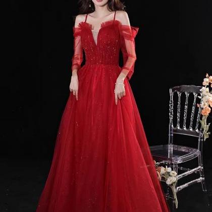 Off Shoulder Prom Dress, Sexy Red Party Dress With..