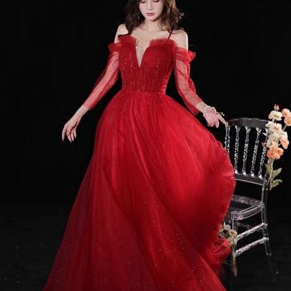 Off Shoulder Prom Dress, Sexy Red Party Dress With..