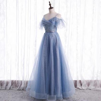 Halter Evening Dress, Shiny Star Prom Dress, Noble..