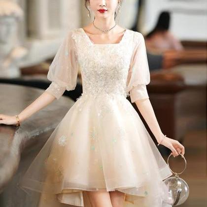 Fairy Evening Dress, Champagne Bridesmaid Dress,..