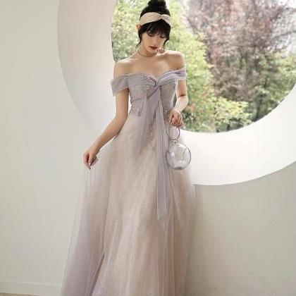 Sexy Gray Prom Dress,off Shoulder Evening..