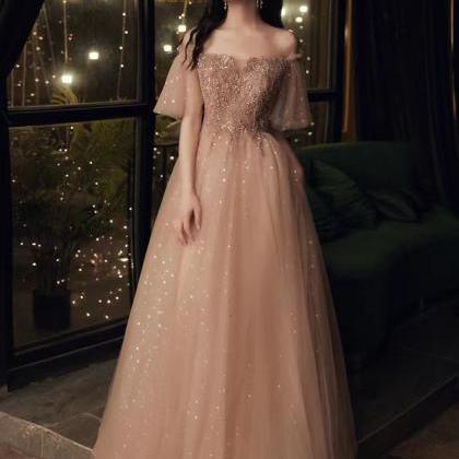 Temperament, Pink Fairy Long Dress, Elegant Prom..