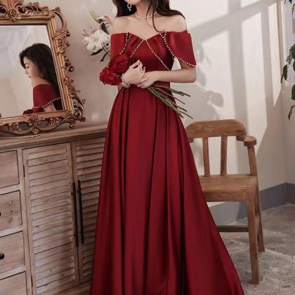 Red Dress, Off Shoulder Prom Dress, Charming Party..