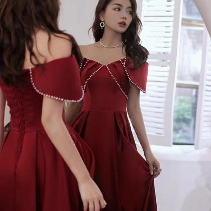 Red Dress, Off Shoulder Prom Dress, Charming Party..
