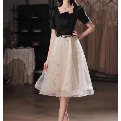 Class Homecoming Dress, Mid-sleeve Party Dress,..