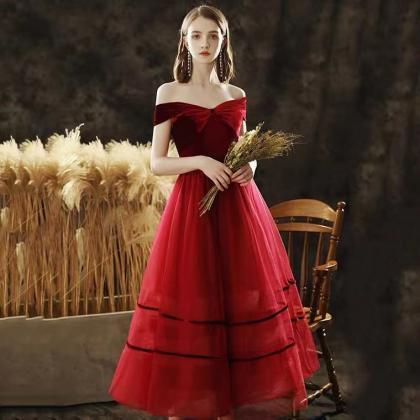 Off Shoulder Prom Dress, Red Party Dress,custom..