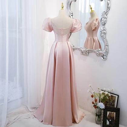 Fairy Pink Prom Dress Satin Party Dress, Chic..