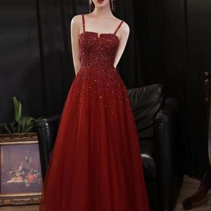 Elegant Red Dress, Classy, Sleeveless Spaghetti..