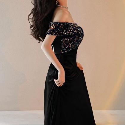 Black Dress, Off-shoulder Party Dress, Sexy..