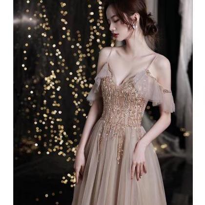 Spaghetti Strap Party Dress, Fairy Prom Dress,..