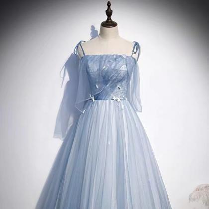 Blue Evening Dress Temperament Prom Dress, Long..