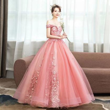 Off-the-shoulder Prom Dress, Pink Party Dress,..