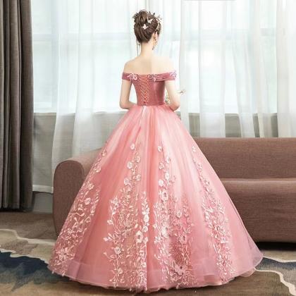 Off-the-shoulder Prom Dress, Pink Party Dress,..