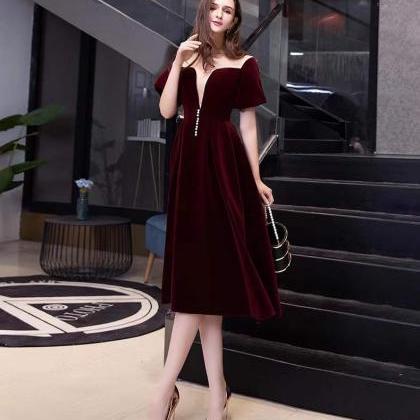 Burgundy Prom Dress, Elegant Party Dress,custom..