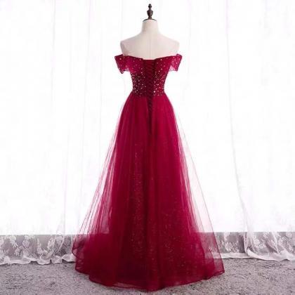 Off Shoulder Prom Dress, Red Dress,custom Made