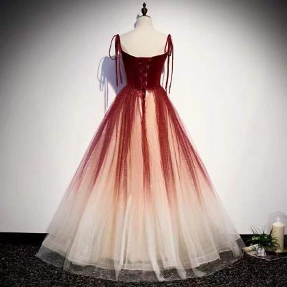 Fairy Red Dress,long Party Dress, Gradient Evening..