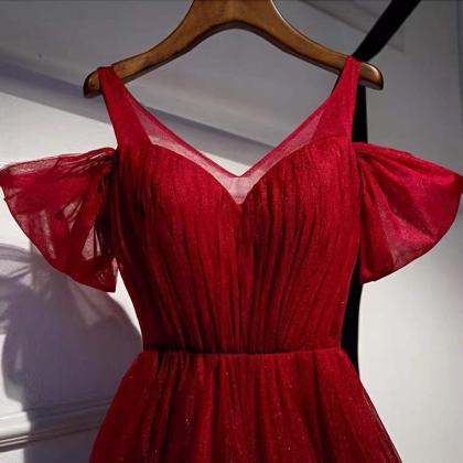 New, red dress, long v-neck birthda..