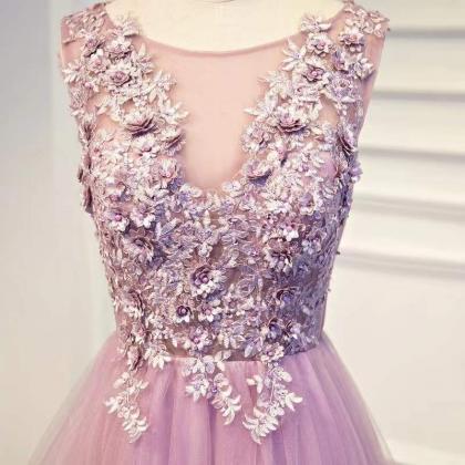 Sleeveless evening dress, pink prom..