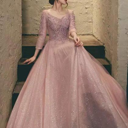 Elegant Temperament Prom Dress, Pink Atmosphere..