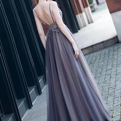 Purple evening dress, elegant, sexy..