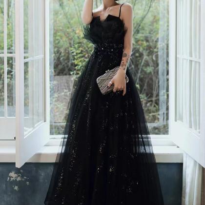 Black Evening Dress, Light Luxury Party Dress,..