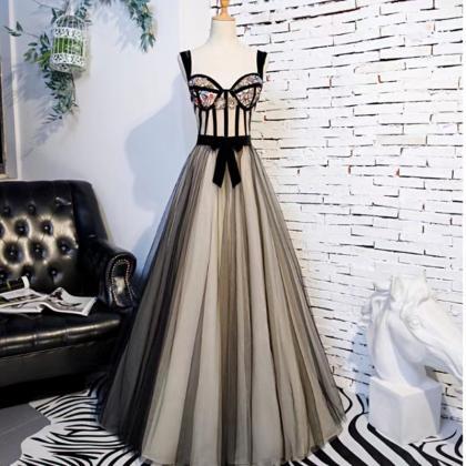 Black Prom Dress, Long Sexy Party Dress, Spaghetti..