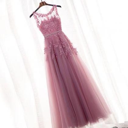 Sleeveless Evening Dress, Pink Bridesmaid Dress,..