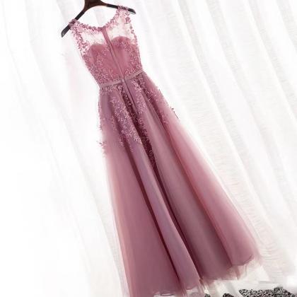 Sleeveless Evening Dress, Pink Bridesmaid Dress,..