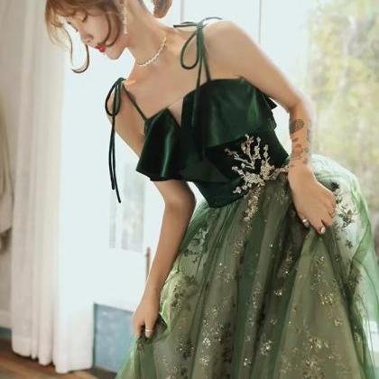 Fairy Dream Prom Dress, Green Sky Dress Evening..