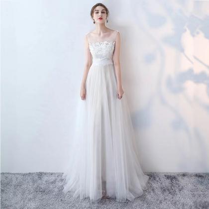 White Evening Dress, Elegant Formal Dress, Chic..