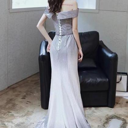 Light Purple Prom Dress, Off-shoulder Mermaid..
