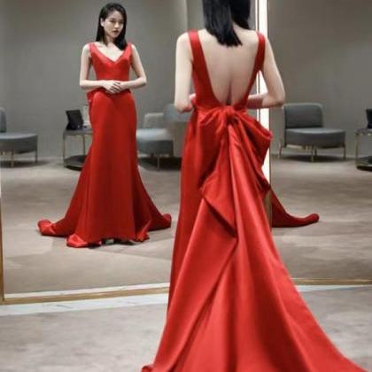 Elegant Formal Dress, Simple Red Dress, Long..