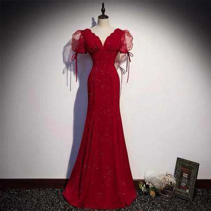 Mermaid Dress, Red Evening Dress, High Grade Sexy..