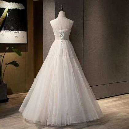 Tulle prom gown, white party dress,..