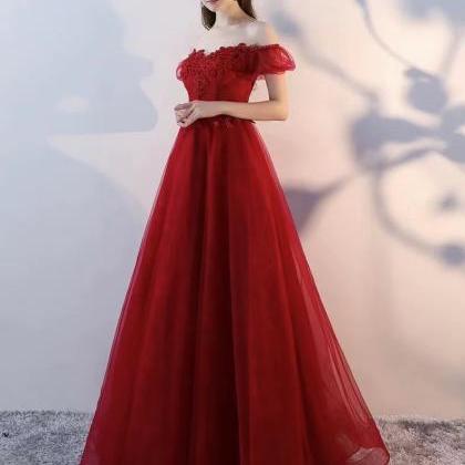Off Shoulder Prom Dress,red Party Dress, Elegant..