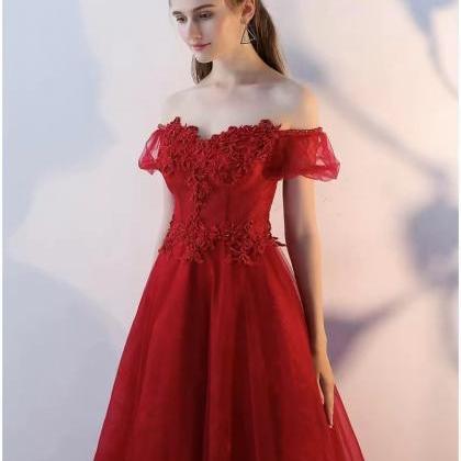 Off Shoulder Prom Dress,red Party Dress, Elegant..