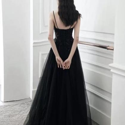 Spaghetti Strap Prom Dresses, Black Dresses, Sexy..