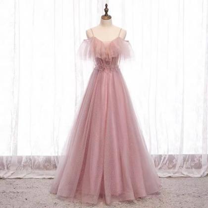 Spaghetti Strap Prom Dresses, Pink Party Dresses,..
