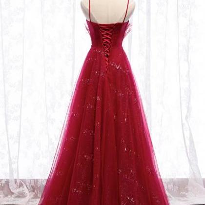Red Dress, Spaghetti Strap Evening Dress, Class..
