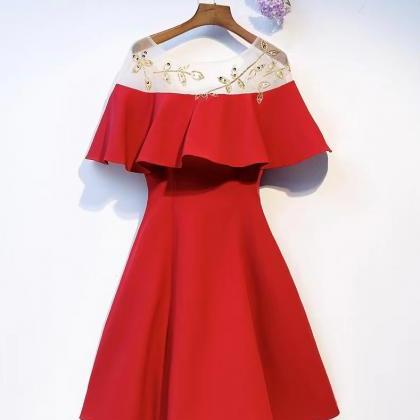 Red Dress,o-neck Party Dress,cute Homecoming Dress..